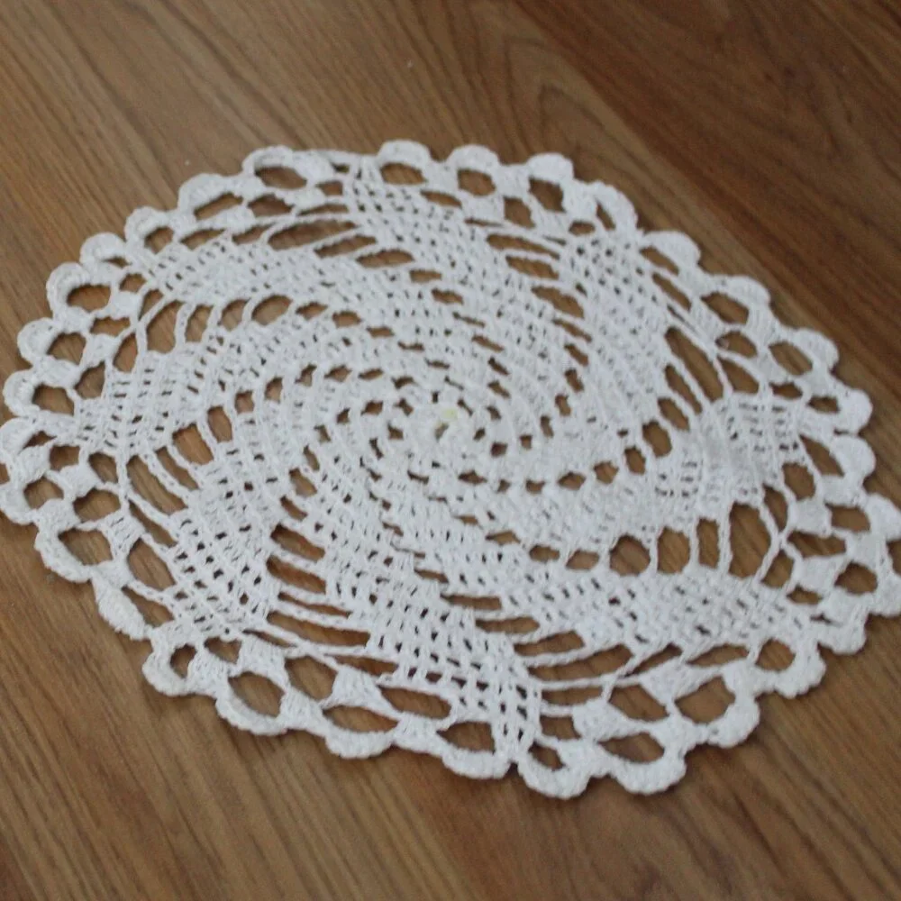 Set of Two White handmade Crochet Table Scarves Doilies